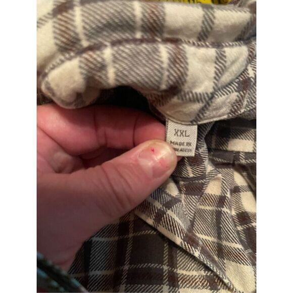 Jachs Mens Brown and Cream Plaid Long Sleeve Button-Up Flannel Shirt Size XXL - Picture 11 of 11